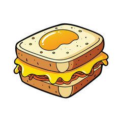 Delicious breakfast egg sandwich with melted cheese and savory sausage on a toasted bun