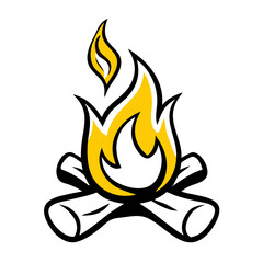Campfire With Wood Logs hand drawing icon for web and graphic design