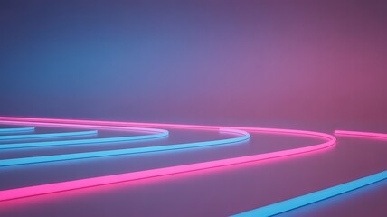 Abstract neon light trails on a gradient background