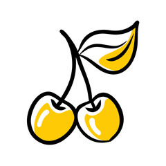 Cherry hand drawing icon for web and graphic design