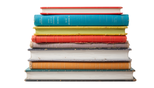 A Colorful Stack of Old Books Ready for Reading