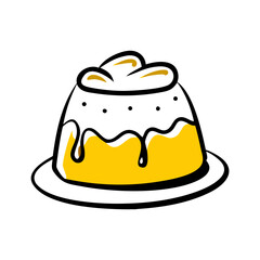 Dessert Pudding with Cream hand drawing icon for web and graphic design