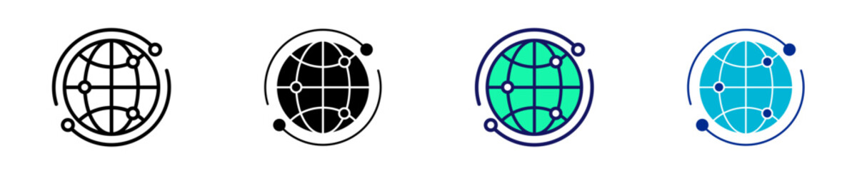 Global Network  Icon Set Multiple Style Collection