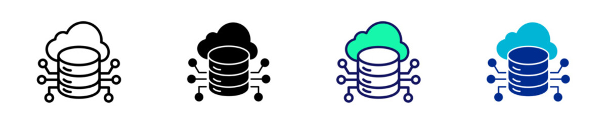 Cloud Database  Icon Set Multiple Style Collection