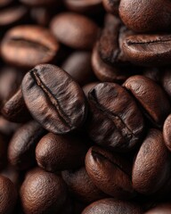 Naklejka premium Close-up of roasted coffee beans