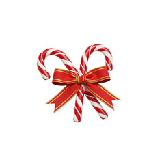 Decorative Candy Cane Pair with Red Ribbon Bow on transparent background PNG