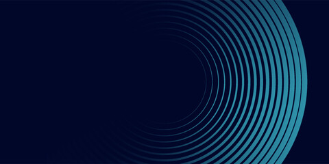 Abstract blue glowing geometric lines on dark blue background. Modern shiny blue circle lines pattern. Futuristic technology concept. Suit for cover, poster,