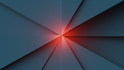 Dynamic geometric patterns create striking contrast with red accents designed to capture attention