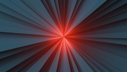 Geometric pattern radiates red light in striking contrast with deep blue layers in mesmerizing 3D rendering