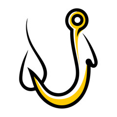Fishing Hook Symbol hand drawing icon for web and graphic design