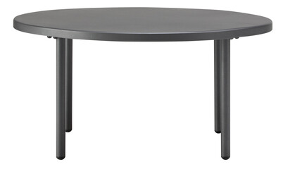 Minimalist Four legged grey steel round table cut out isolated transparent background