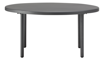 Minimalist Four legged grey steel round table cut out isolated transparent background