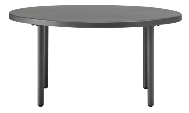 Minimalist Four legged grey steel round table cut out isolated transparent background