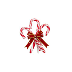 Christmas Candy Canes with Festive Bow Ornament on transparent background PNG