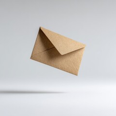 A light beige envelope floats in the air