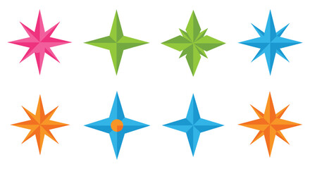 colorful origami stars arranged neatly in two rows