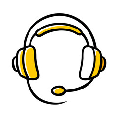 Headset with Microphone for Recording hand drawing icon for web and graphic design