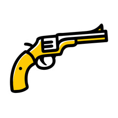 Hunting Revolver Gun hand drawing icon for web and graphic design