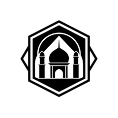 islamic arch emblem  minaret silhouette  geometric