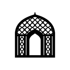 islamic arch with lattice work  silhouette vector 