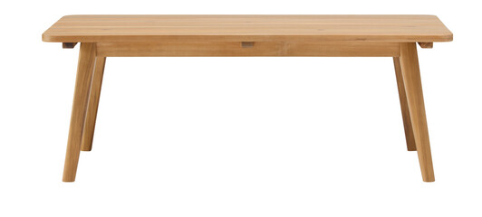 Minimalist Square wooden table with straight front and straight corners cut out isolated...
