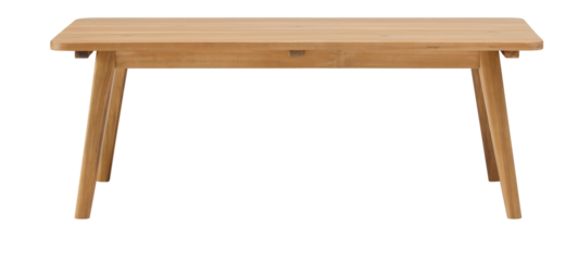 Minimalist Square wooden table with straight front and straight corners cut out isolated transparent background