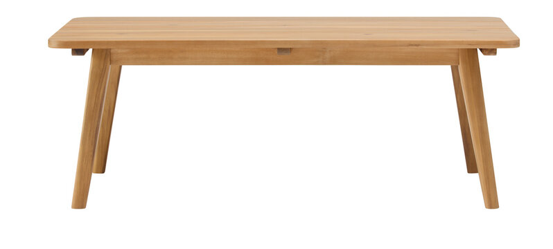 Minimalist Square wooden table with straight front and straight corners cut out isolated transparent background