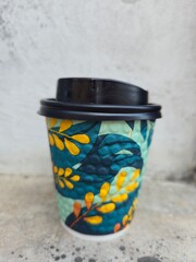 a refreshing tropical pattern on a coffee cup