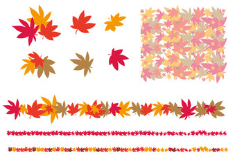 素材セット。背景素材壁紙,秋,紅葉,落ち葉