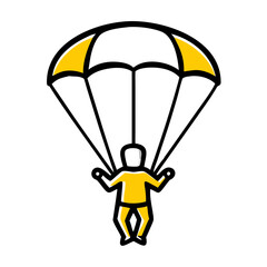 Paratrooper with Parachute Gear hand drawing icon for web and graphic design