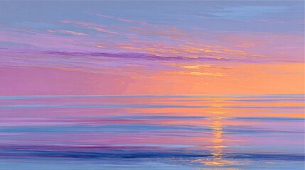 Obraz premium Beautiful fiery clouds paint the evening sky over the ocean horizon as the sun sets