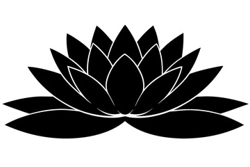 Black silhouette of a lotus flower with many petals