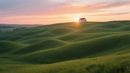 sunset over the field