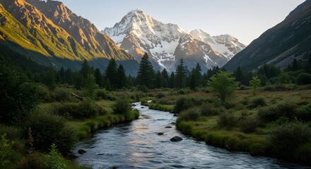 Mountain river valley landscape