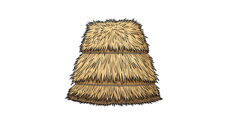 Illustration of a large stacked bundle of dry straw material.