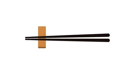 Minimalist Black Chopsticks Resting on a Warm Brown Chopstick Rest.