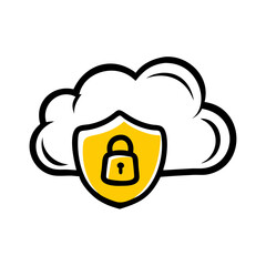 Secure Cloud hand drawing icon for web and graphic design