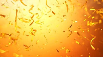 Golden confetti falling gracefully against a warm abstract background, evoking celebration.
