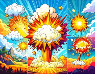 Colorful comic book explosion graphics