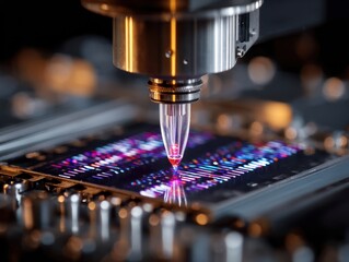 Advanced Technology: Microscopic Analysis of a Circuit Board with Precision Instrument