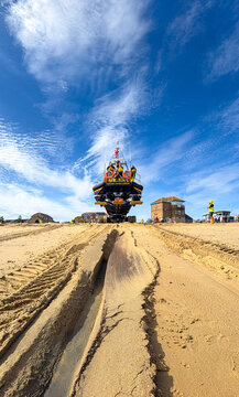 Lifeboat on Beatch Recovery and Lauch Tractor Trailer