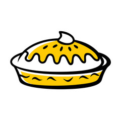 Sweet Pie with Topping hand drawing icon for web and graphic design