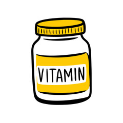 Vitamin Jar hand drawing icon for web and graphic design