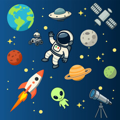 Outer Space Background with Astronaut Vector