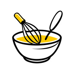 Whisk and Mixing Bowl hand drawing icon for web and graphic design