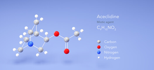 aceclidine molecule, molecular structure, muscarinic agonist 3d model, Structural Chemical Formula and Atoms with Color Coding
