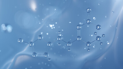 Clothianidin molecular structure, 3d model molecule, insecticide structural chemical formula view from a microscope