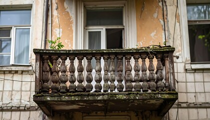Aged balcony of a weathered building