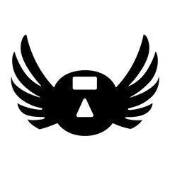 Retro floppy disk with wings silhouette graphic vector