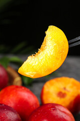 Fresh Red-Skinned Nectarine Slice with Deep Yellow Center from Shanxi Province